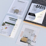 Perspective View of Set of Four Magazines Mockup