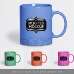 Set of Four Realistic Tea Cup Mugs Mockup
