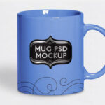 Set of Four Realistic Tea Cup Mugs Mockup