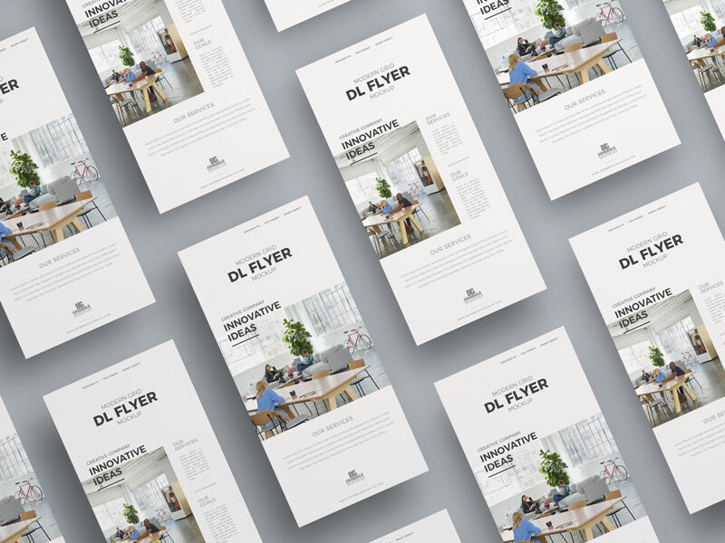 Set of Isometric Flyers Mockup from a Top View