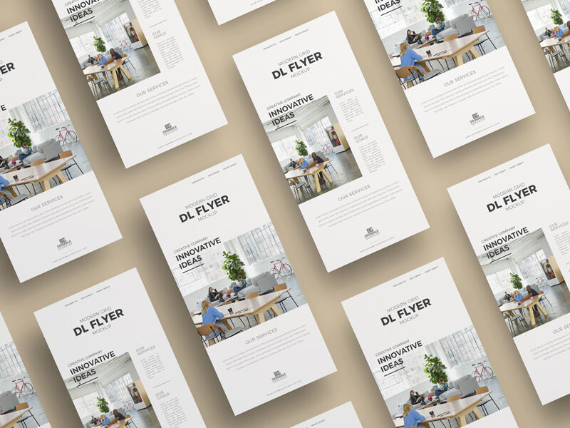 Set of Isometric Flyers Mockup from a Top View