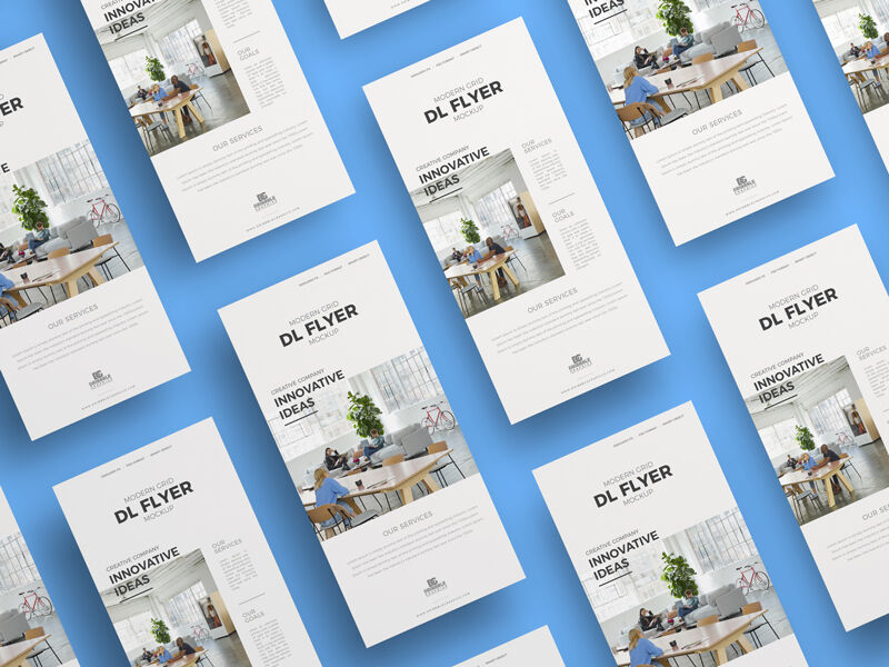 Set of Isometric Flyers Mockup from a Top View