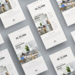 Set of Isometric Flyers Mockup from a Top View