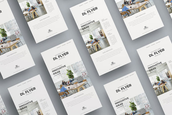 Set of Isometric Flyers Mockup from a Top View