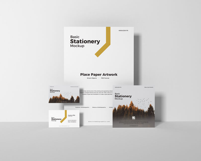 Set of Minimal Stationery Branding Mockup