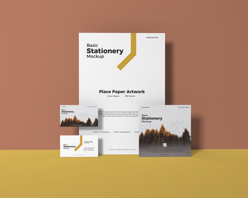Set of Minimal Stationery Branding Mockup