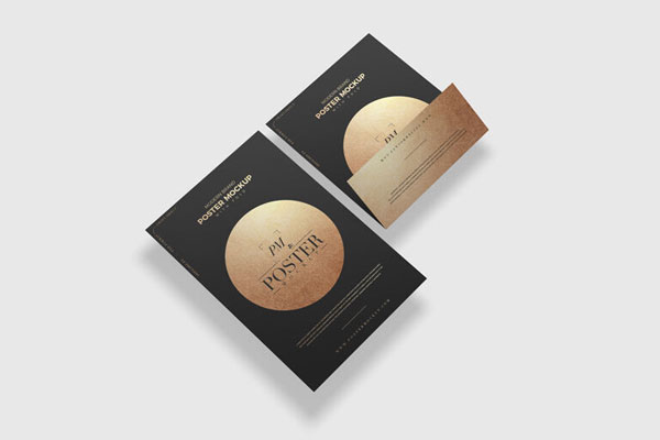 Set of Modern Posters Mockup in Fold and Flat Design