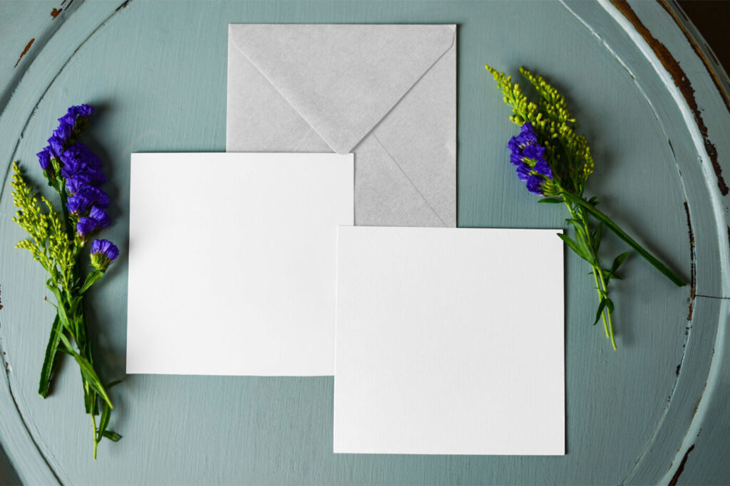 Set of Paper Cards Envelope Mockup Front View