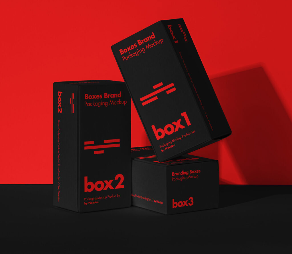 Set of Product Packaging Boxes Mockup Front View