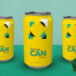 Set Of Three Can Packaging Mockup