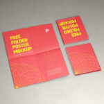 Set of Three Folded Posters Mockup