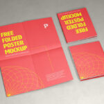 Set of Three Folded Posters Mockup