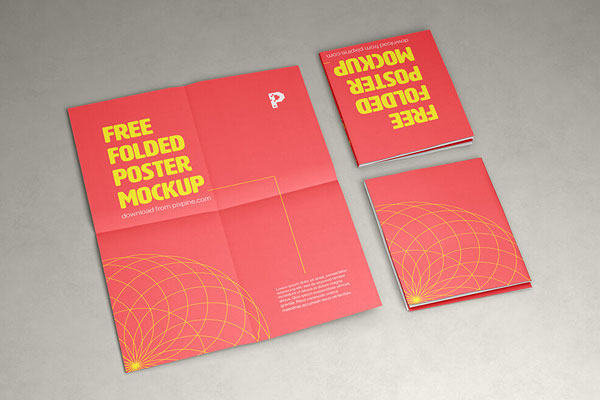 Set of Three Folded Posters Mockup