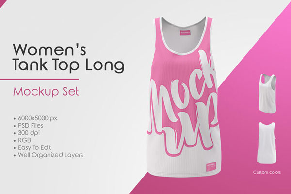 Set of Three Long Women Tank Top Mockups