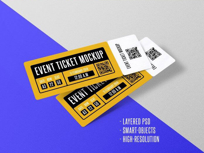 Set of Three Oblong Event Ticket Mockups