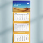 Set of Three Panel Wall Calendars Mockup