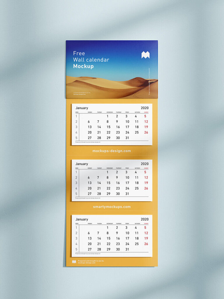 Set of Three Panel Wall Calendars Mockup
