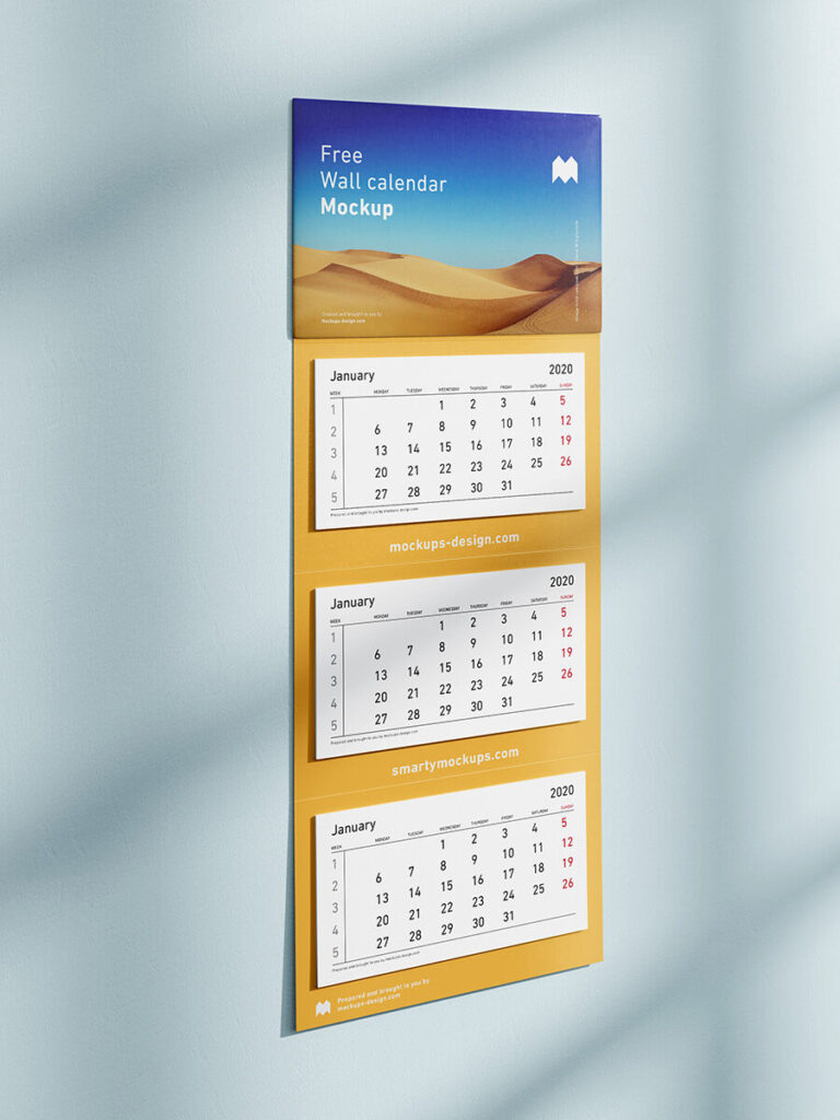 Set of Three Panel Wall Calendars Mockup