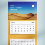 Set of Three Panel Wall Calendars Mockup