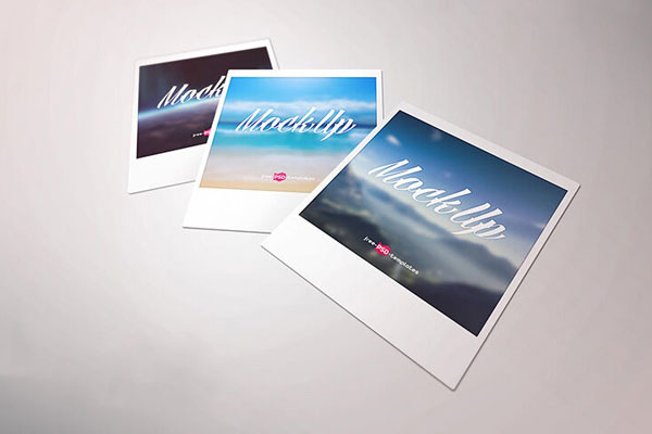 Set of Three Polaroid Photos Laying Besides Each Other Mockup