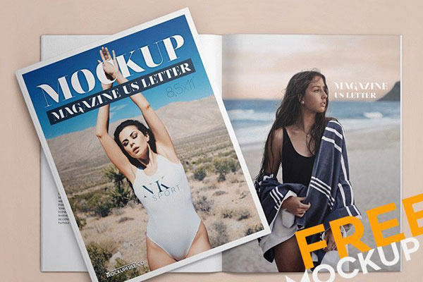 Set of Three Us Letter Magazine Mockups in Different Views