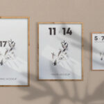 Set of Three Wooden Poster Frames Mockup