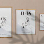 Set of Three Wooden Poster Frames Mockup