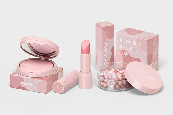 Set of Two Cosmetic Mockups with Box Packaging