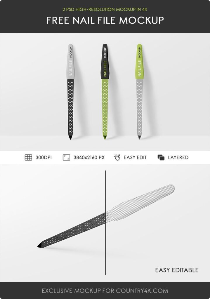 Set of Two Thin Nail File Mockups