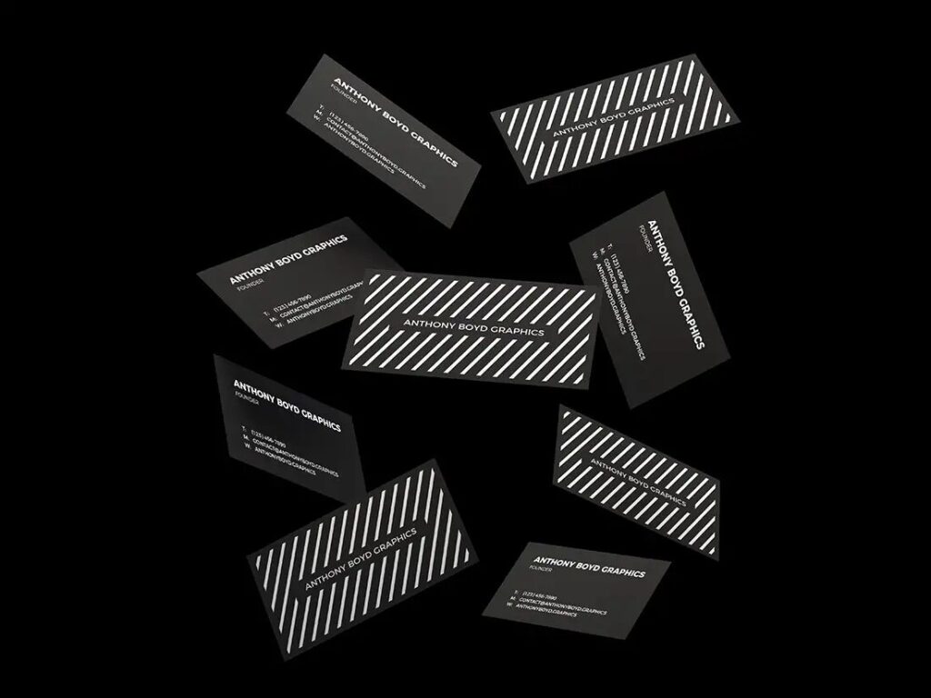 Several Floating Business Cards Mockup