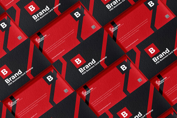 Several Horizontal Business Cards Arranged in Grid Style Mockup