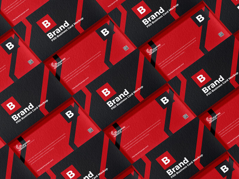 Several Horizontal Business Cards Arranged in Grid Style Mockup