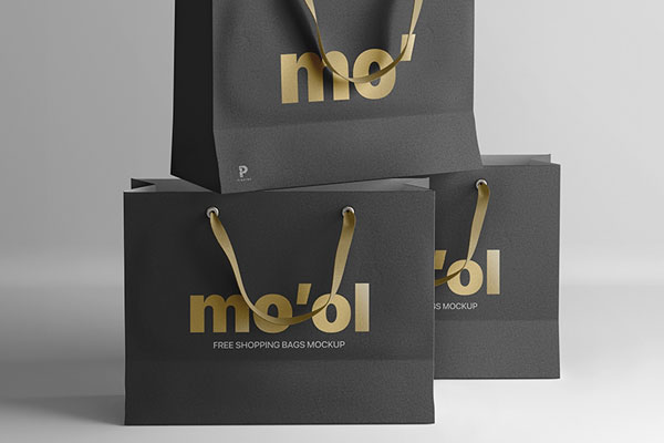 Several Shopping Bags on Top of Each Other Mockup