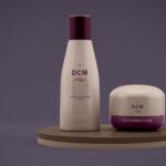 Shampoo Bottle and Cream Jar Cosmetic Mockup on a Plate