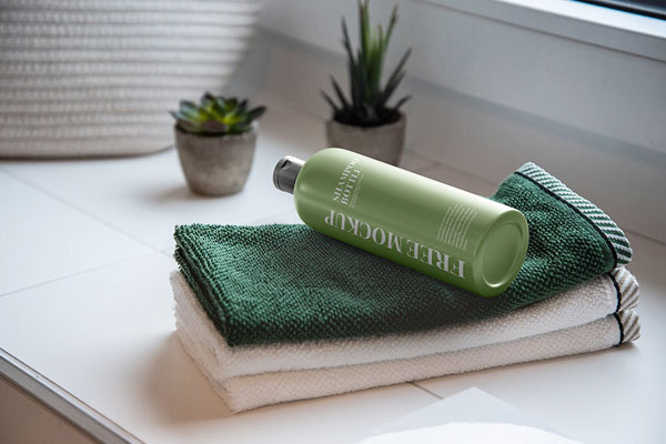 Shampoo Bottle Mockup in Perspective View