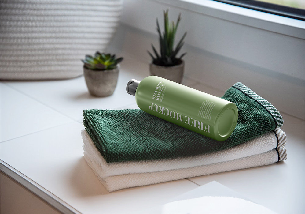 Shampoo Bottle Mockup in Perspective View