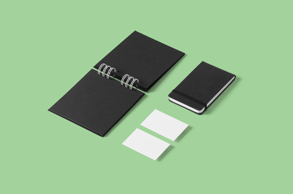 Sheets of Paper and Notebooks Stationery Mockup