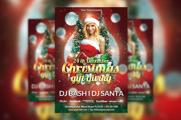 Shiny Christmas Gift Giving Club Party Flyer