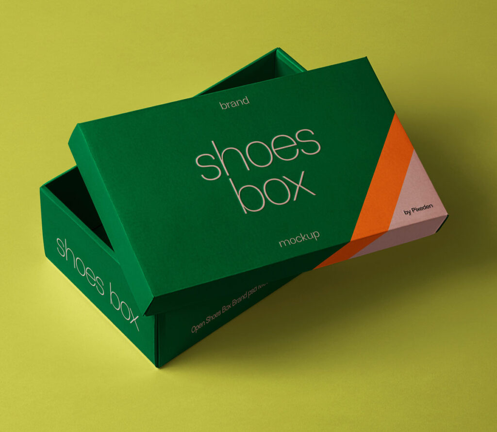 Shoes Box Mockup in Perspective View
