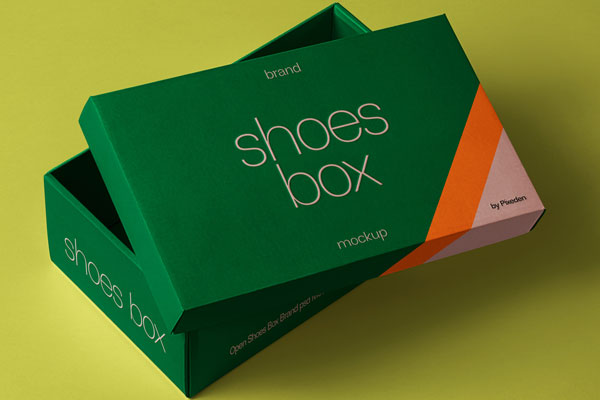 Shoes Box Mockup in Perspective View