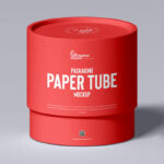 Short Round Packaging Paper Tube Mockup