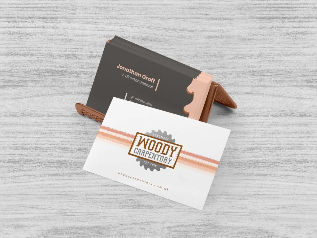 Side Angle Business Cards on Holder Mockup