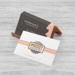 Side Angle Business Cards on Holder Mockup