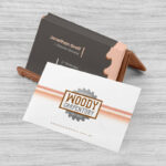 Side Angle Business Cards on Holder Mockup