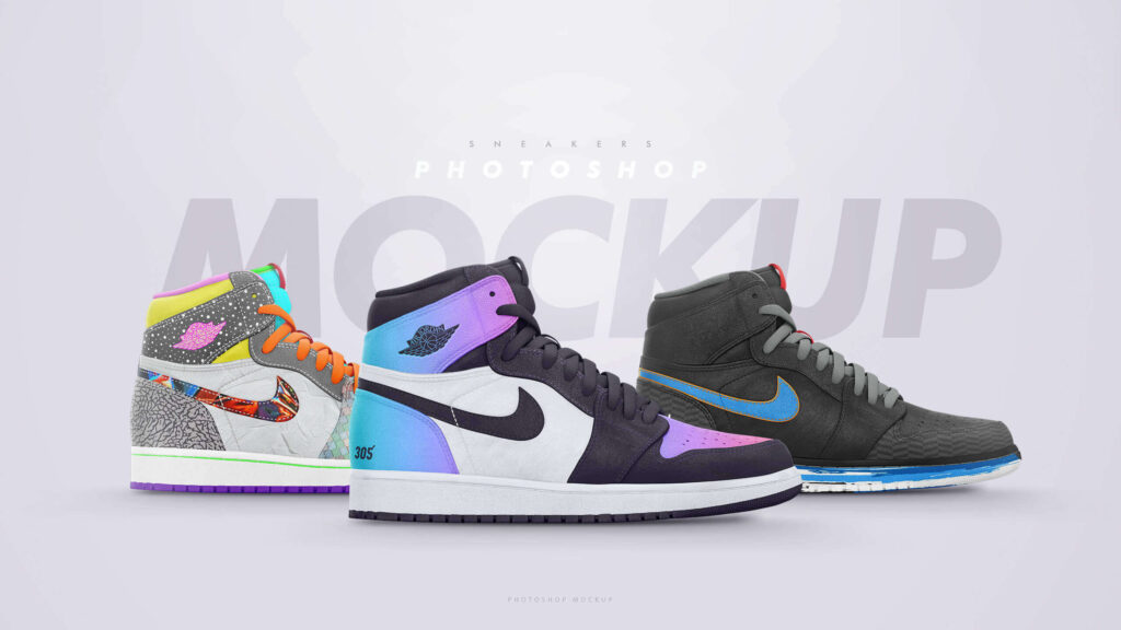 Side Shot of 3 Nike Jordan Mockup