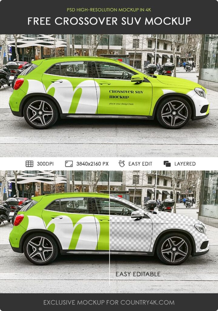 Side Sight of Crossover SUV Mockup