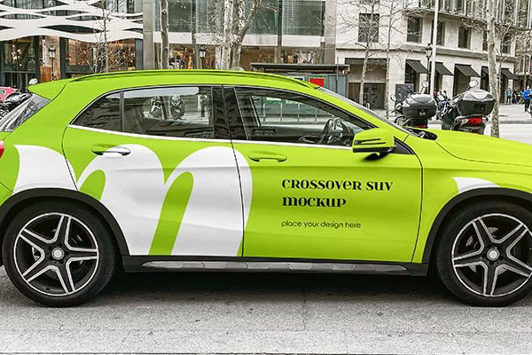 Side Sight of Crossover SUV Mockup