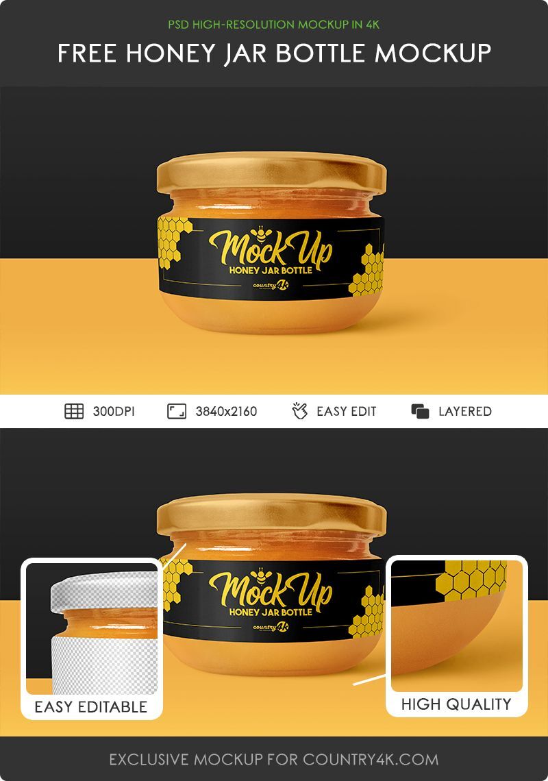 Side View Honey Jar Mockup FREE PSD