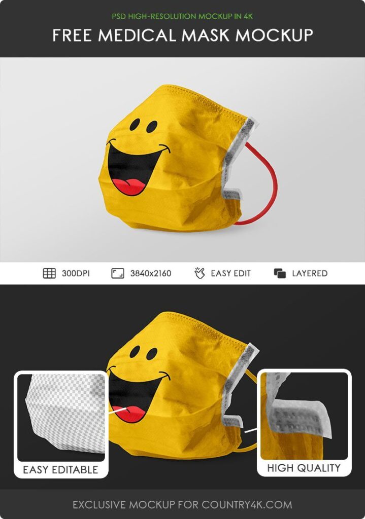 Side View Medical Mask Mockup