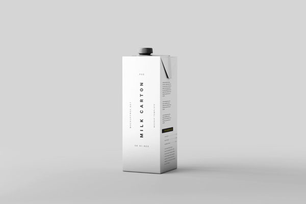 Side View of 1-litre Milk Carton Box Mockup